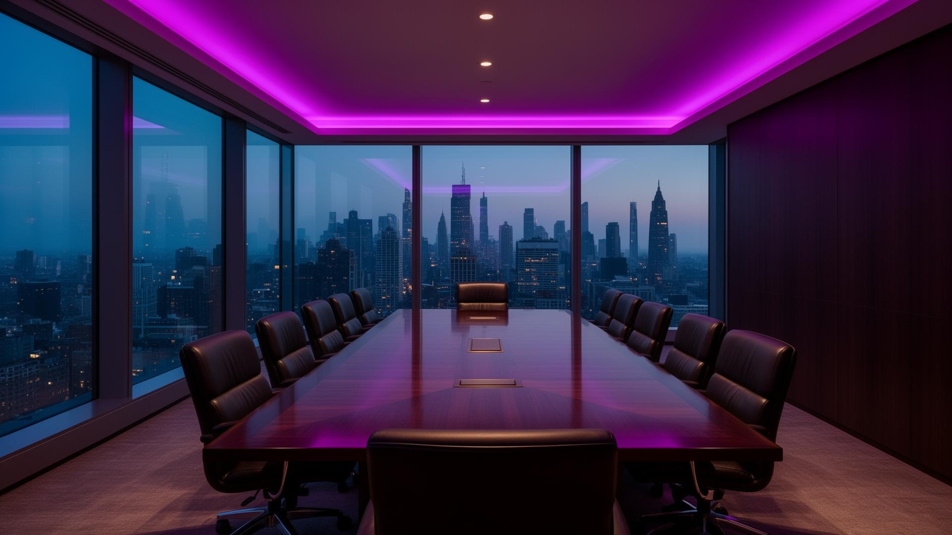 Premium boardroom with city skyline view